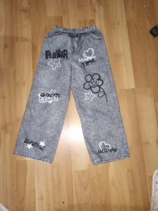 Pantalón gris efecto vaquero