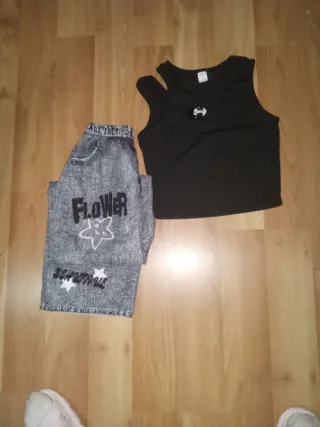 Pantalón gris efecto vaquero