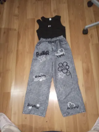 Pantalón gris efecto vaquero