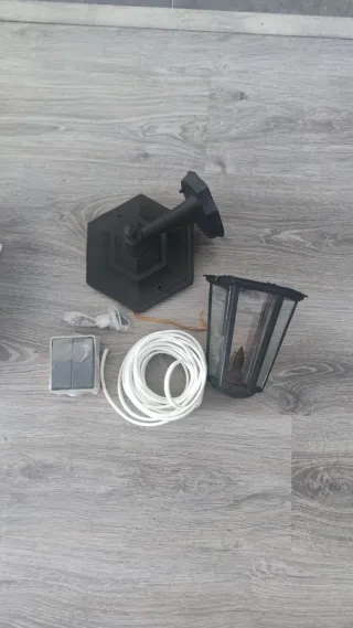 Farolillo negro de cristal más bombilla y pulsador