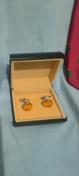 Corbata Navideña y Gemelos Bandera España