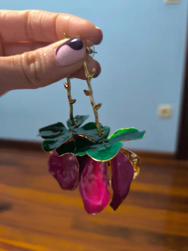 Pendientes Zara Flor Morado y Verde