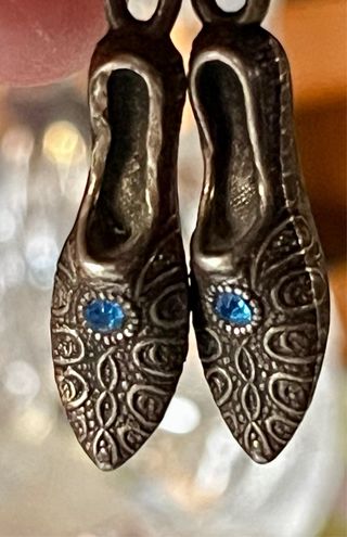 Pendientes antiguos baño plata / circonita azul