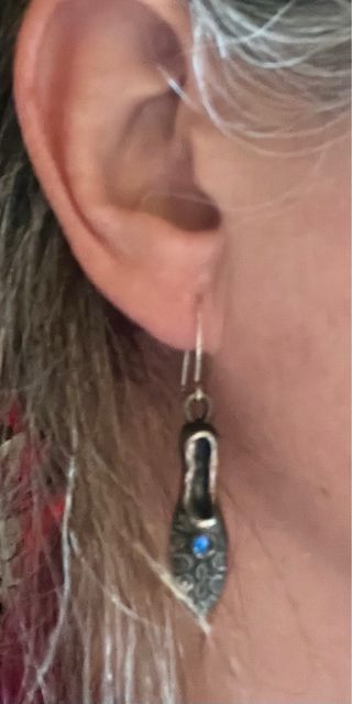 Pendientes antiguos baño plata / circonita azul