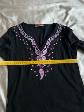 Top nero V manica lunga boho fairy y2k glam urban