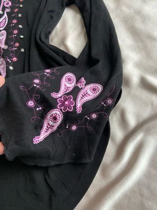 Top nero V manica lunga boho fairy y2k glam urban