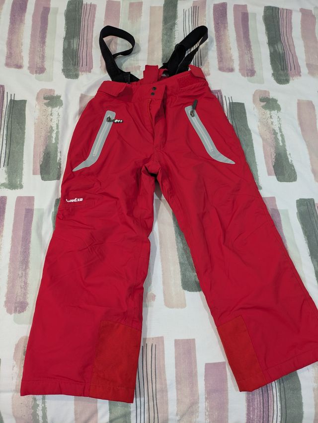 Pantalón esquí niño Wed'ze rojo tirantes 8 años