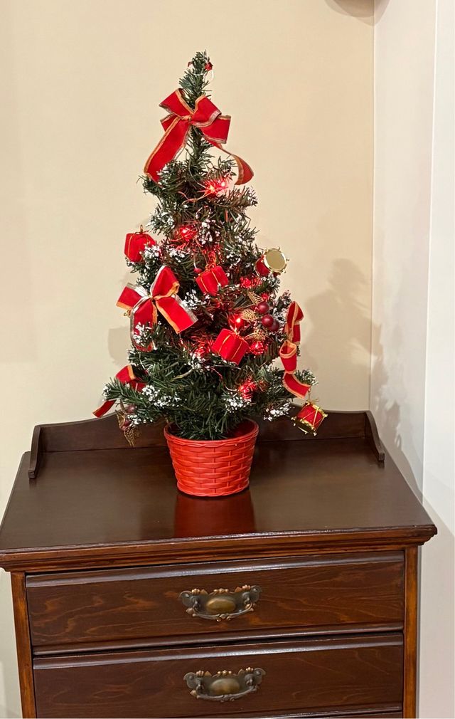 Albero di Natale 50cm Decorato,con luci a batteria
