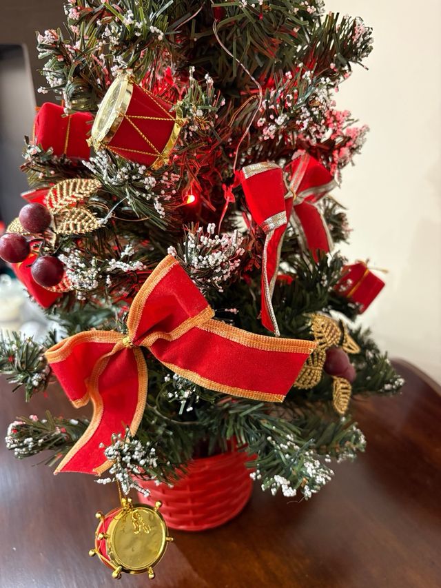 Albero di Natale 50cm Decorato,con luci a batteria