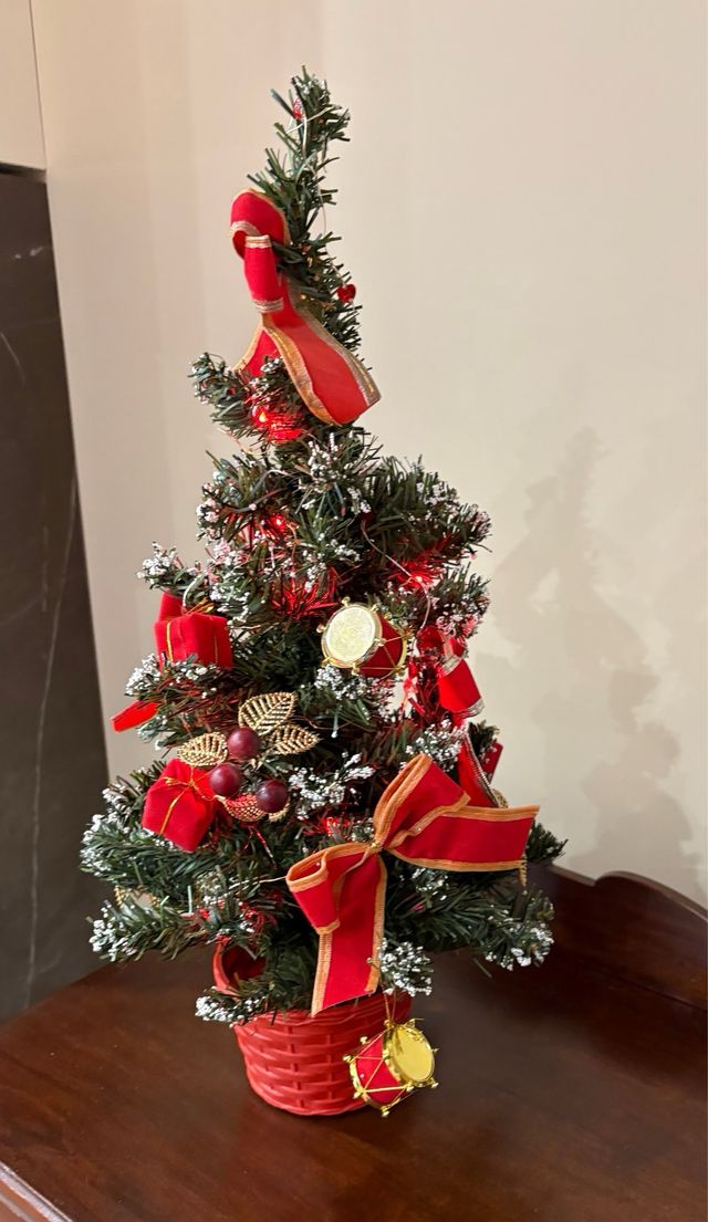 Albero di Natale 50cm Decorato,con luci a batteria