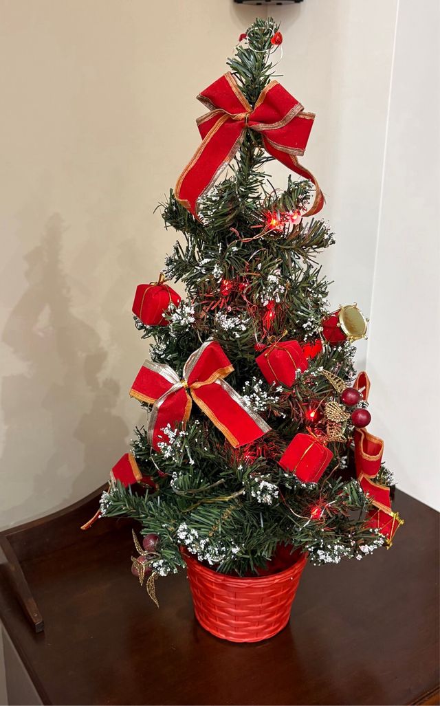 Albero di Natale 50cm Decorato,con luci a batteria