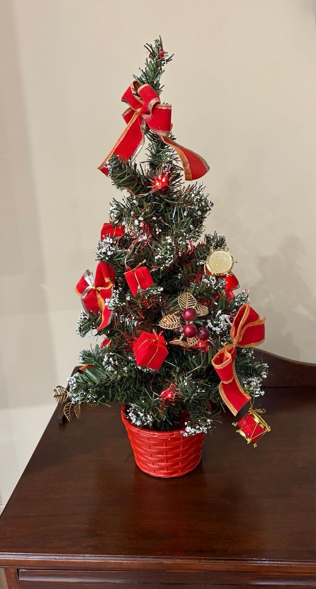Albero di Natale 50cm Decorato,con luci a batteria