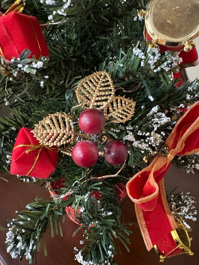 Albero di Natale 50cm Decorato,con luci a batteria