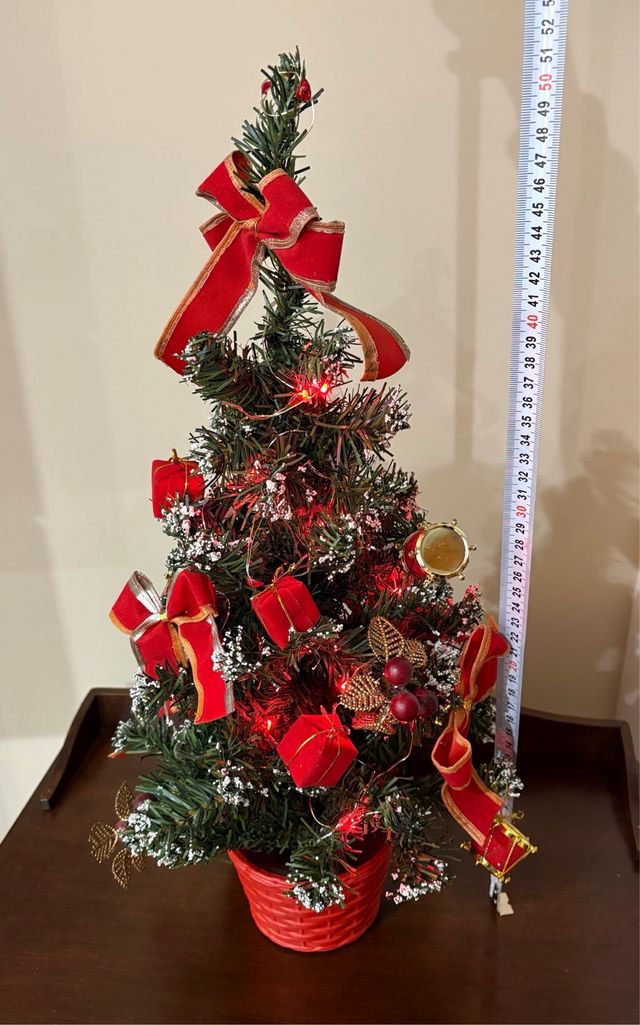Albero di Natale 50cm Decorato,con luci a batteria