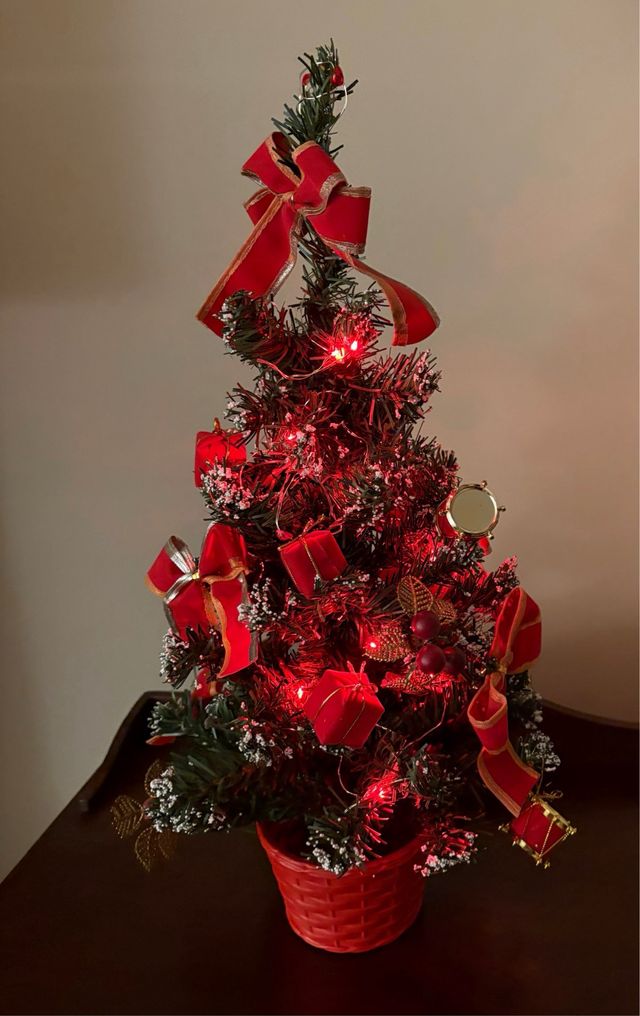 Albero di Natale 50cm Decorato,con luci a batteria