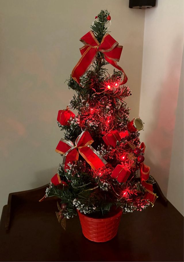 Albero di Natale 50cm Decorato,con luci a batteria