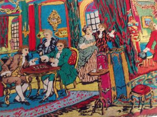 tapete antiguo bordado a mano , tambin sirve de al