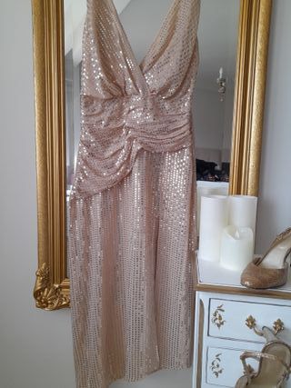 Vestido de fiesta lentejuelas dorado