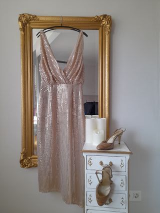 Vestido de fiesta lentejuelas dorado