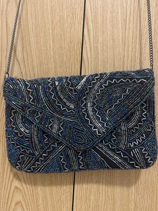 Bolso de fiesta azul y plateado