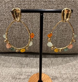 Pendientes Aro Dorados con Piedras Multicolor