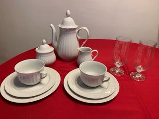 Juego de té porcelana blanco