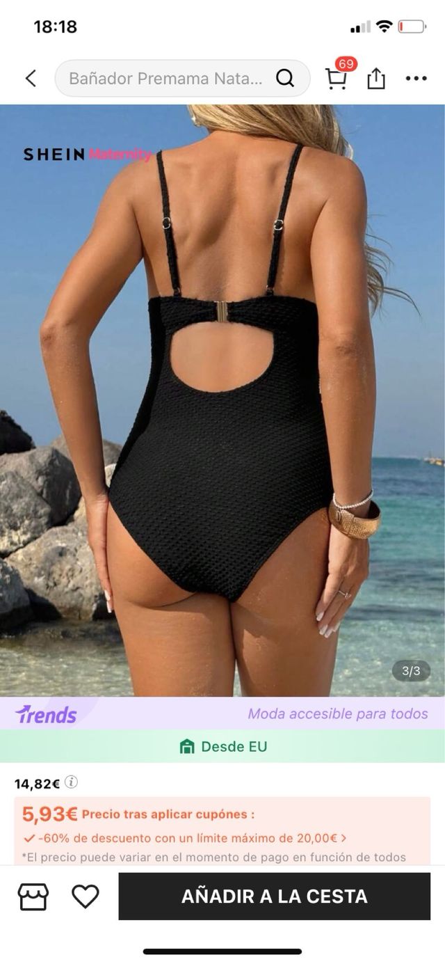 Bañador premamá negro Talla S