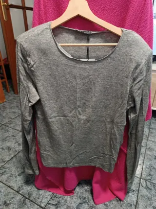 Jersey gris manga larga