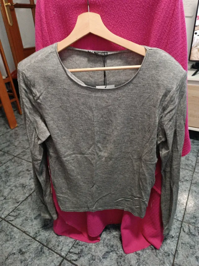 Jersey gris manga larga