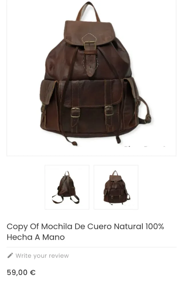 Mochila de cuero marrón