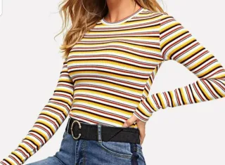 Camiseta de canalé a rayas