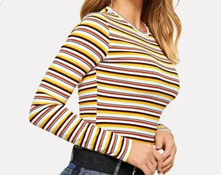 Camiseta de canalé a rayas