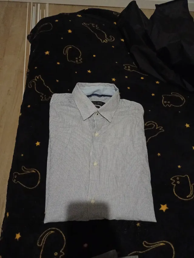Camisa Zara Man Rayas Azul Talla M