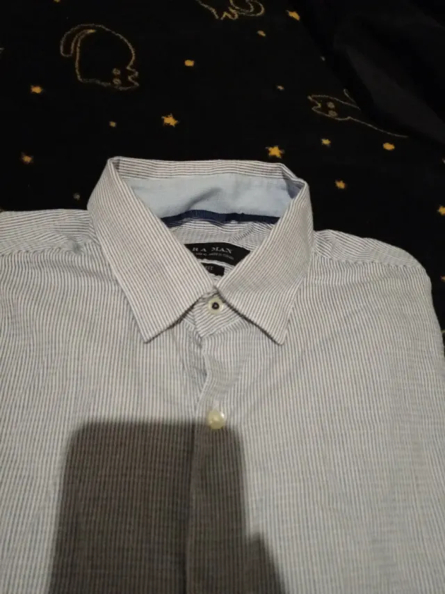 Camisa Zara Man Rayas Azul Talla M