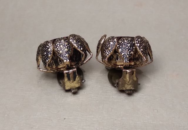 Orecchini d'epoca clip cristalli rossi