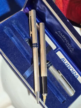 Coppia penne Aurora Argento 925 vintage