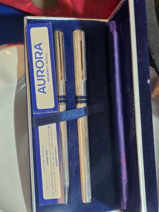 Coppia penne Aurora Argento 925 vintage