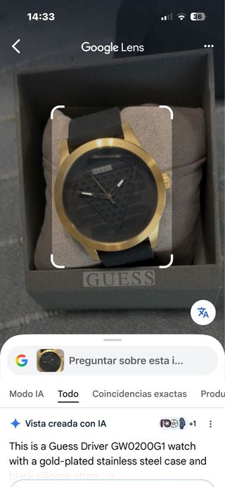 Reloj Guess Hombre Negro y Dorado