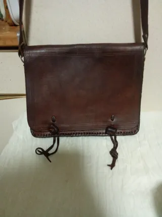 Bolso Cuero Artesano Unisex Marrón