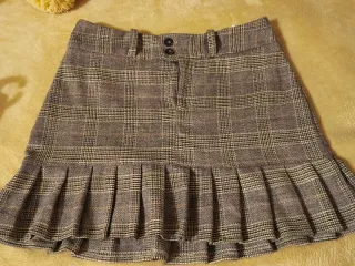 Falda cuadros gris y marrón