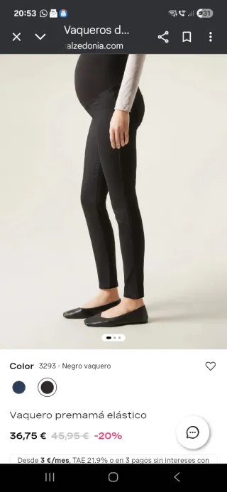 Vaquero premamá elástico negro talla L, mira mi p