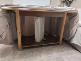 Mesa camilla con tapa cristal y funda