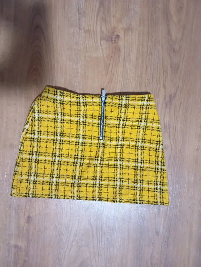 Falda corta cuadros amarilla Talla S