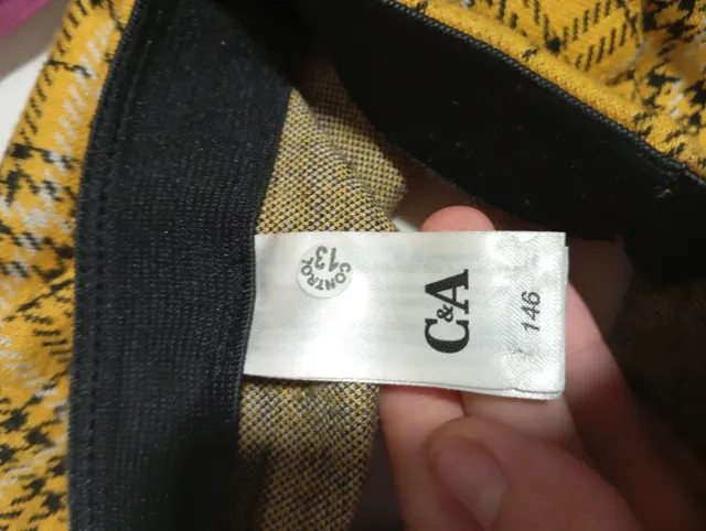 Falda corta cuadros amarilla Talla S