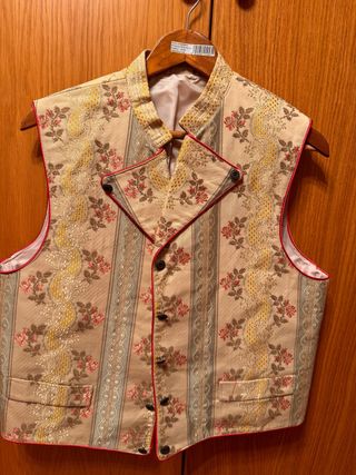 Chaleco fallero hombre beige y rojo talla 56