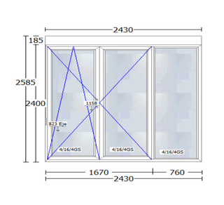 Ventanal Puerta PVC Cortizo 243 x 258,5 NUEVO