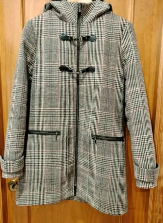 Abrigo Mango mezcla de lana con cuadros.