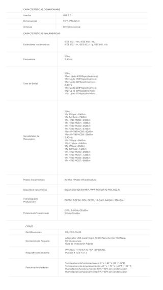 Adaptador USB TP-Link AC600 Nano