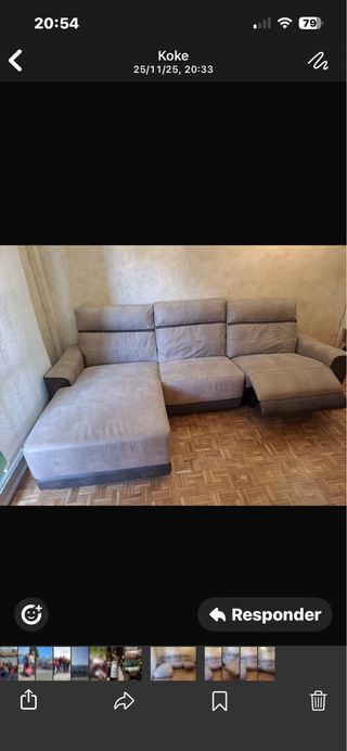 Sofá chaise longue beige y marrón solo un mes