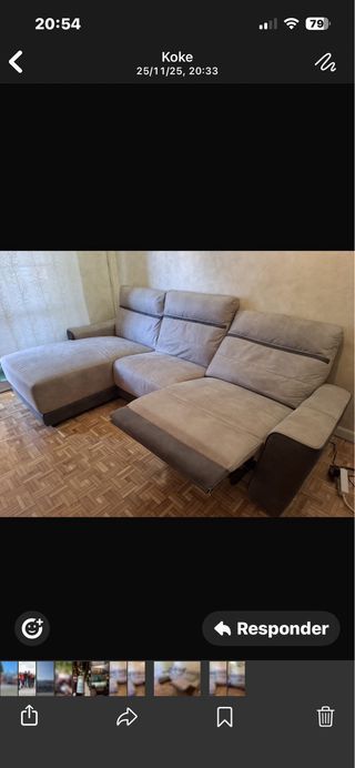 Sofá chaise longue beige y marrón solo un mes